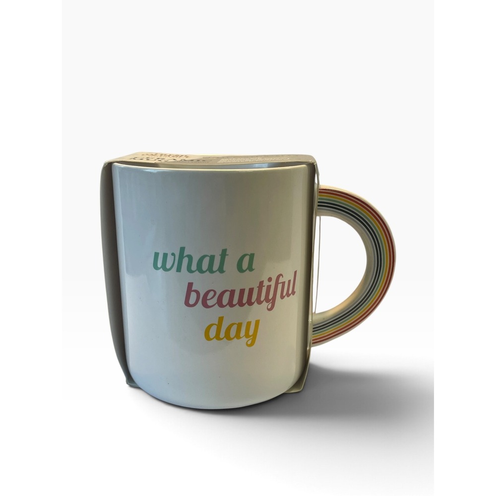 Thyme & Table Ceramic Mug Unisex 20oz White Rainbow Beautiful Day TT0429